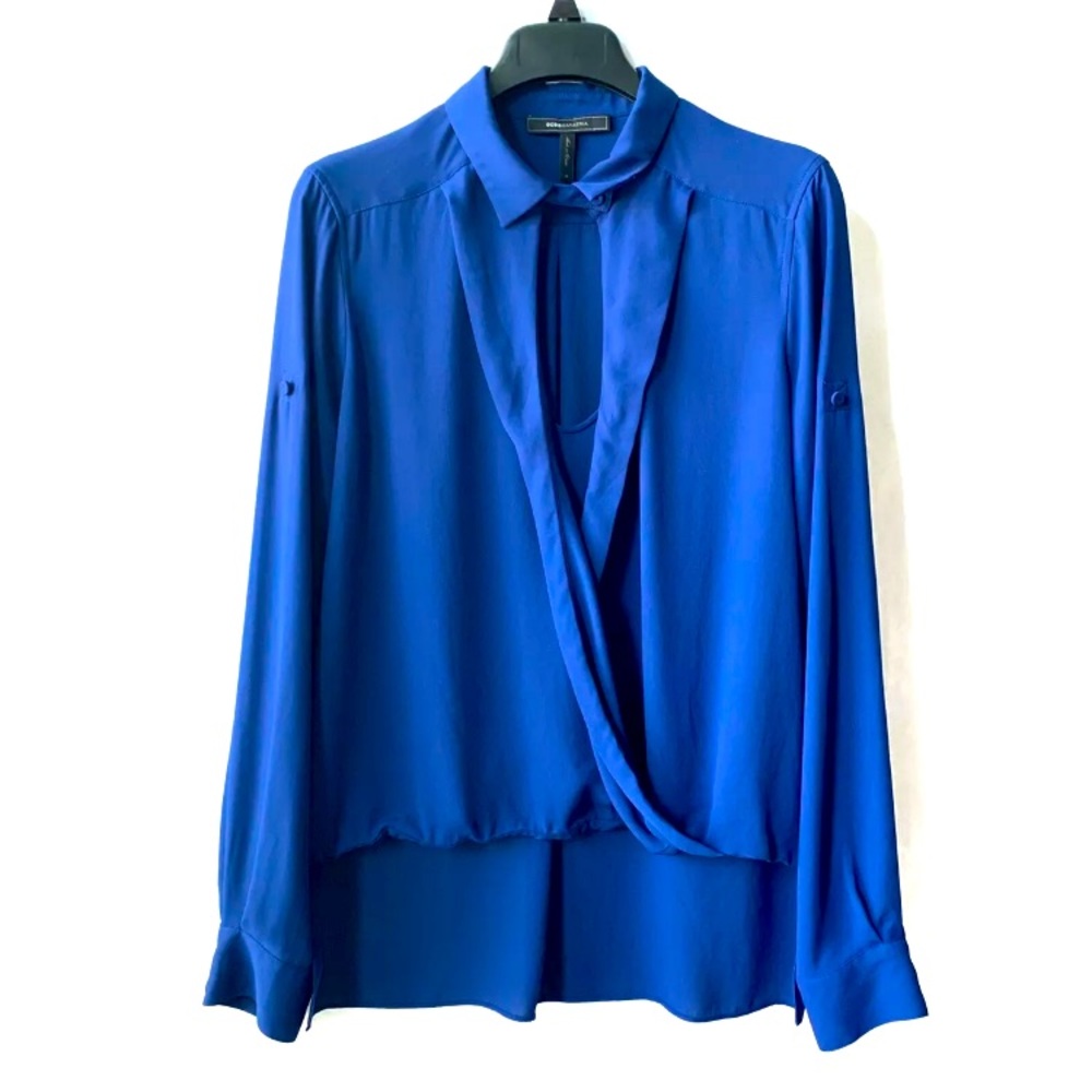 BCBG Royal Blue Blouse Top M Long-Sleeves Medium